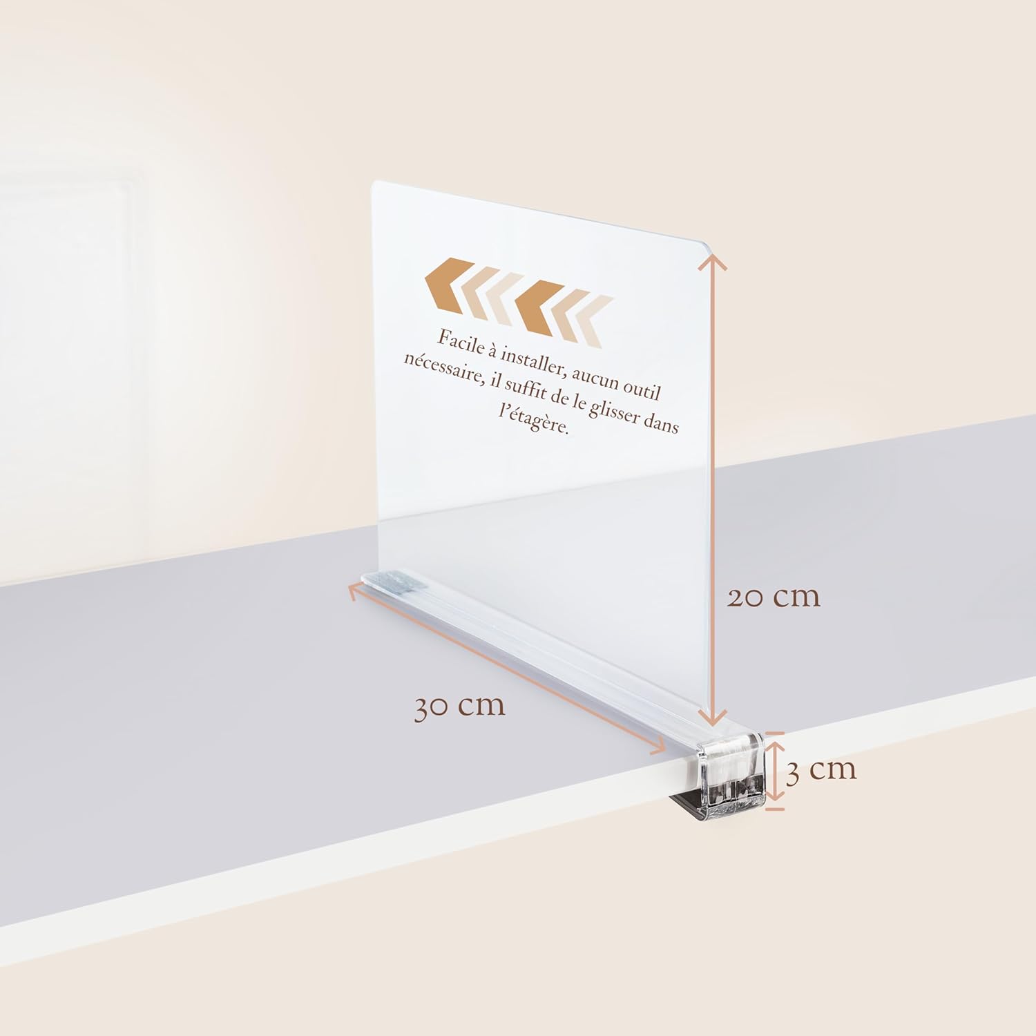 6 Séparateurs dÉtagères en Acrylique - Lot pour Organiser Placard et Dressing - Transparents pour Étagère Rangement et Armoire Vêtement - 2