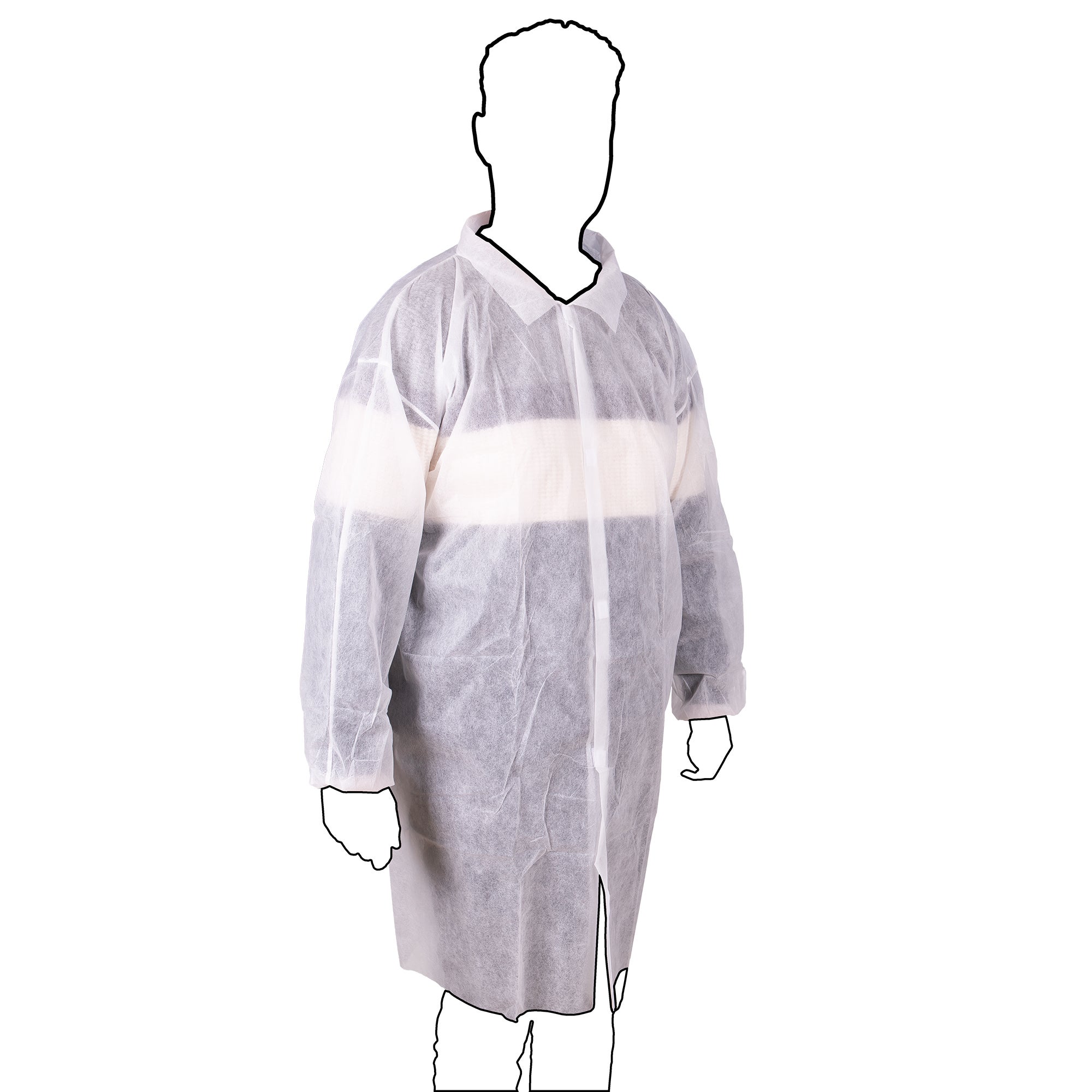 Cofan Bata descartável branca | Material: polipropileno | Fecho de velcro e punhos elásticos | Cor: branca | Tamanho único - 2