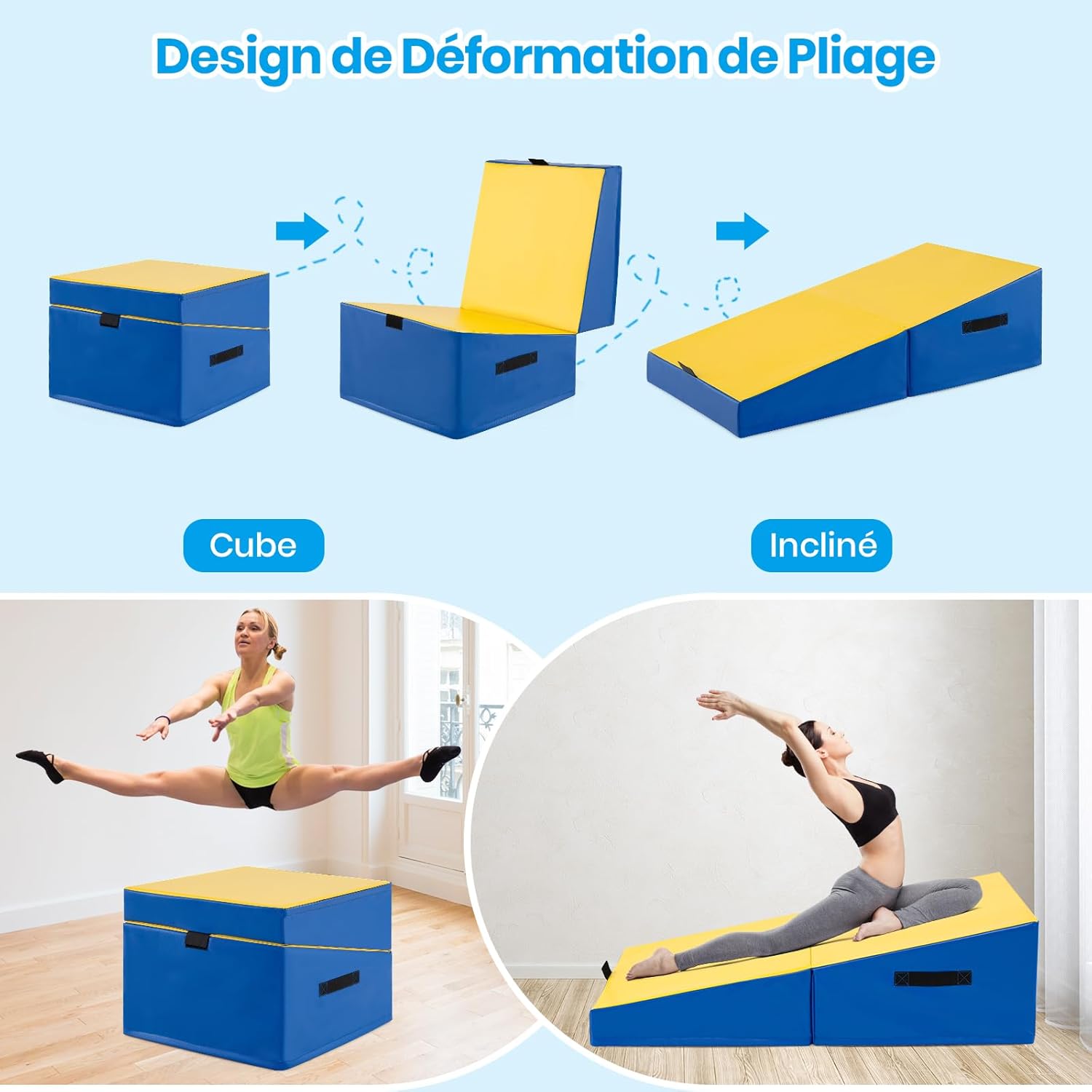 Tapis Gymnastique Pliable, Matelas de Gymnastique Incliné avec Mousse EPE, Housse en PVC,pour Exercices Intérieur/Extérieur, Domicile - 6