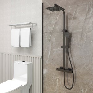 AICA Colonne de douche thermostatique ,avec mitigeur thermostatique carré, pommeau de douche carré,réglable