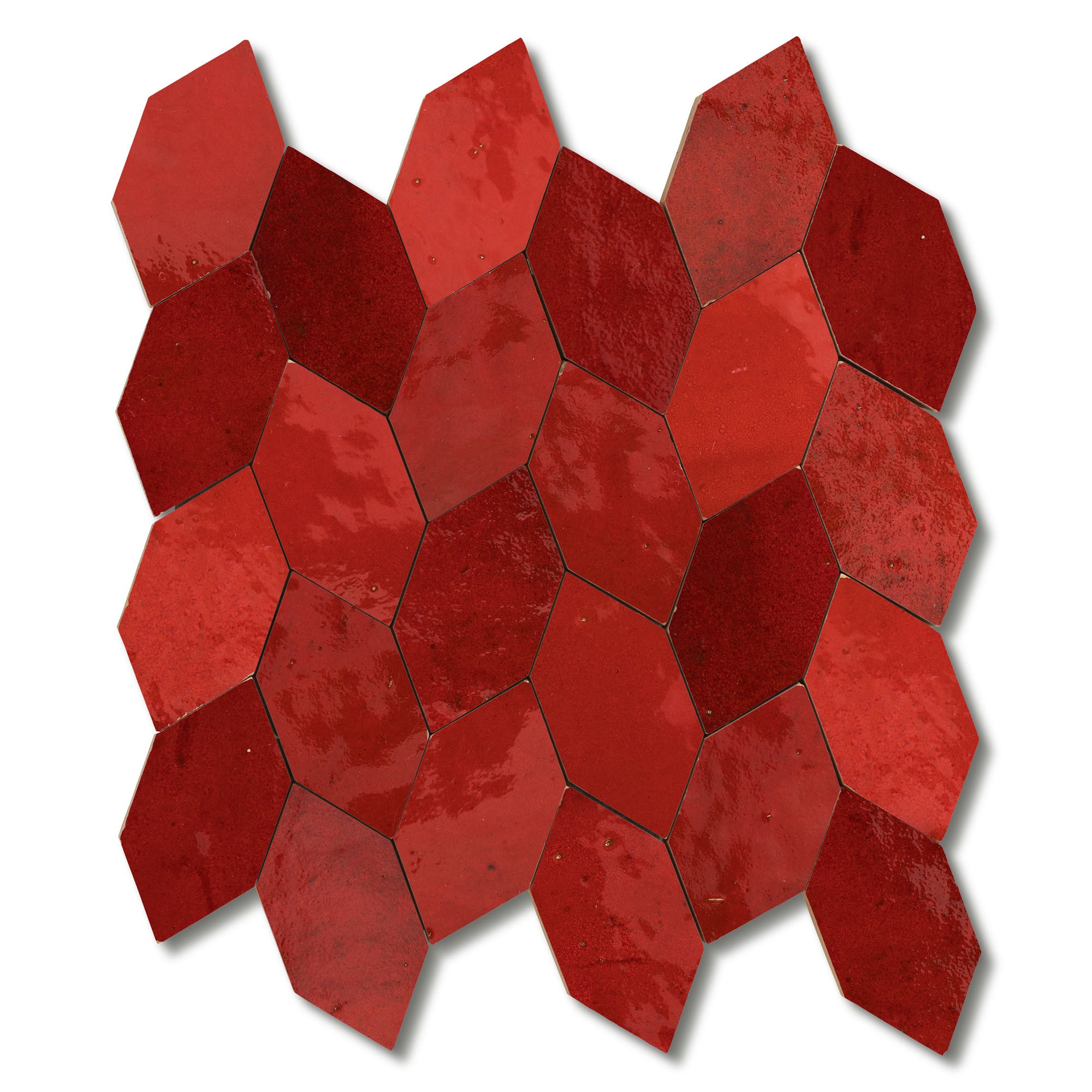 Carrelage Zellige Marocain Rouge Pétillant Navette 4,9x10 cm (vendu par ...