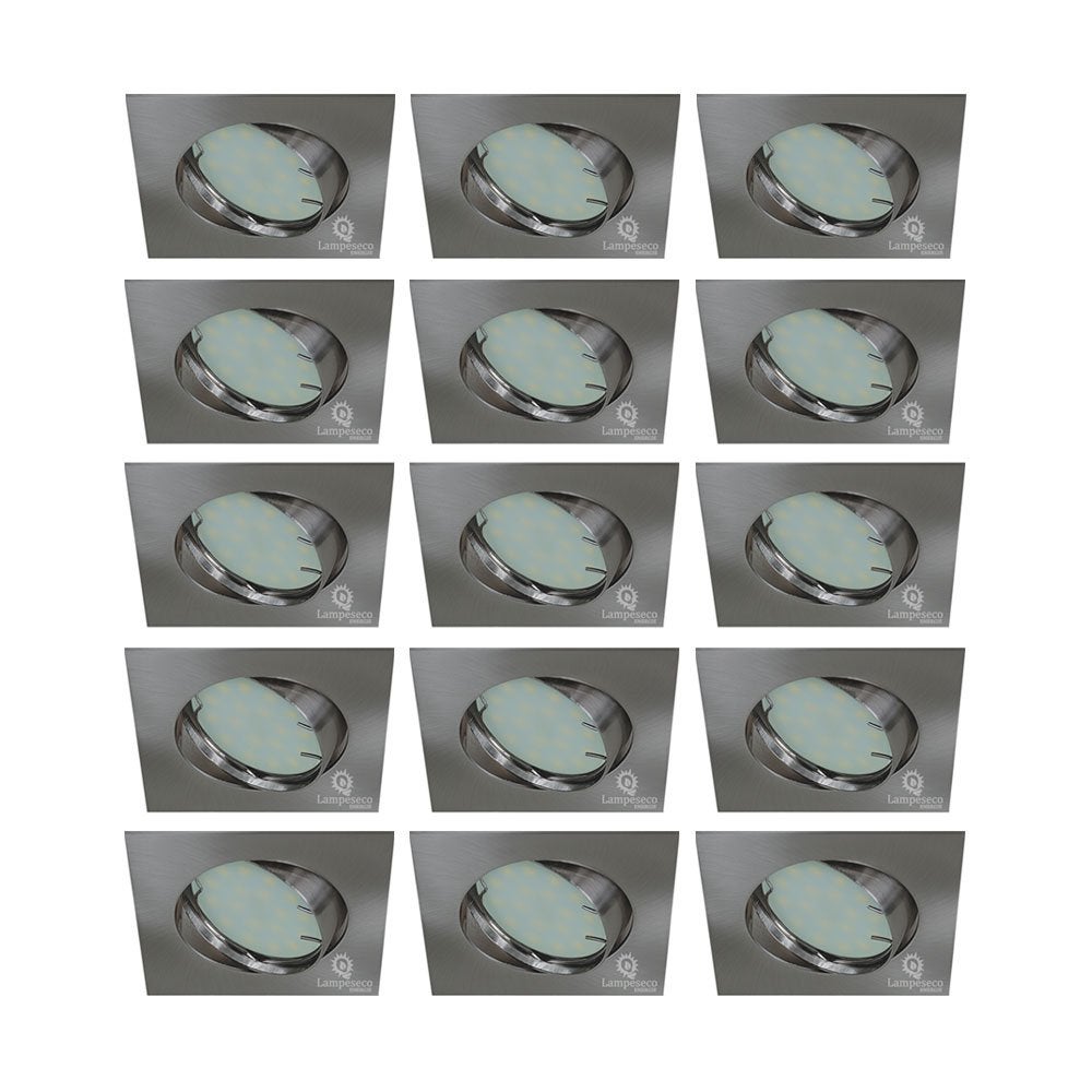 Lot de 15 spot encastrable orientable LED carré alu brossé GU10 230V eq. 50W blanc neutre - 6