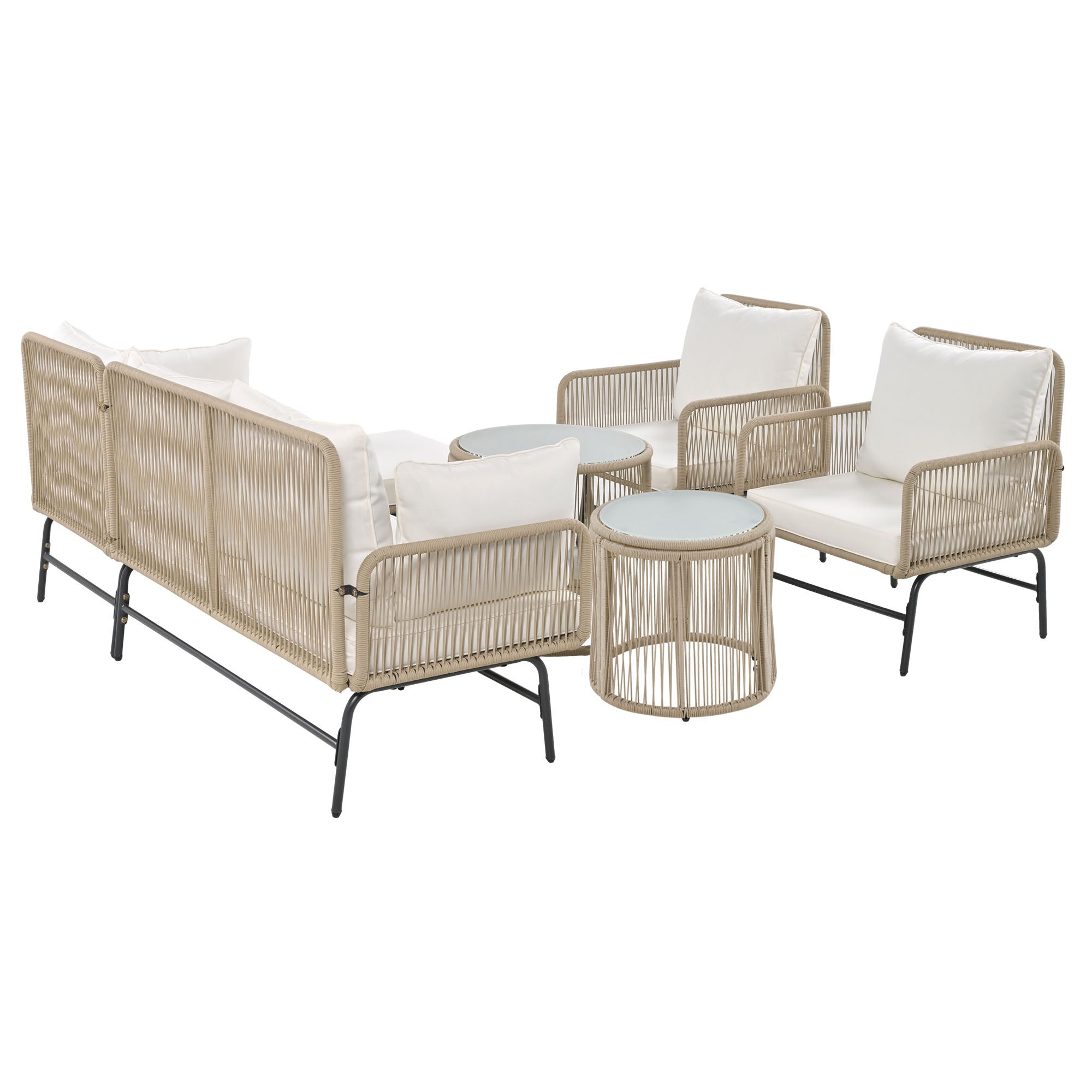 Salon bas de jardin en Métal Beige 4 personnes - 4