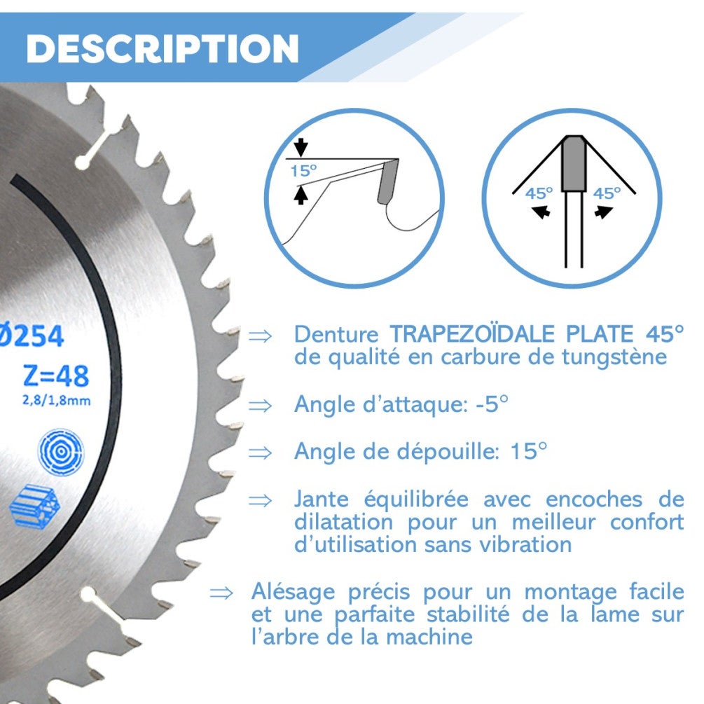 Lame De Scie Circulaire CMT Pour Coupes En Longueur - Diamètre 220mm, 24 Dents, Alésage 30mm