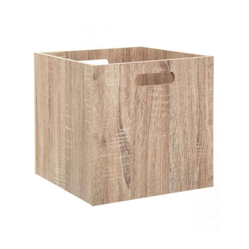 Caixa de arrumação em madeira natural 31 x 31 cm - 5
