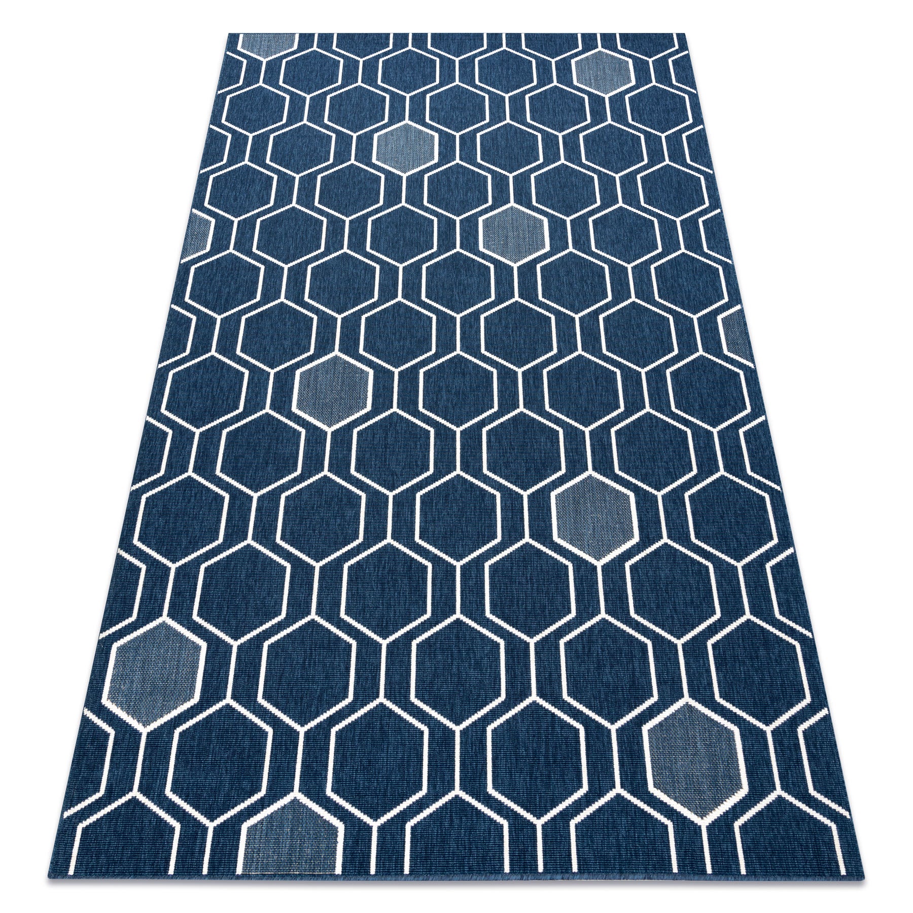 Dywan SPRING 20404994 Hexagon sznurkowy, pętelkowy - niebieski 120x170 cm