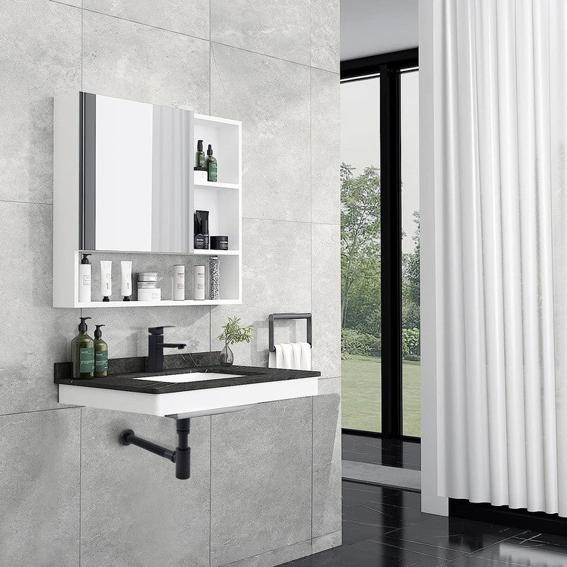 Siphon de Lavabo avec Bonde Siphon Universel et Bonde d'écoulement Salle de Bain pour Lavabo Noir Mat 1/4 x 30 mm Siphon Pop-up - 4