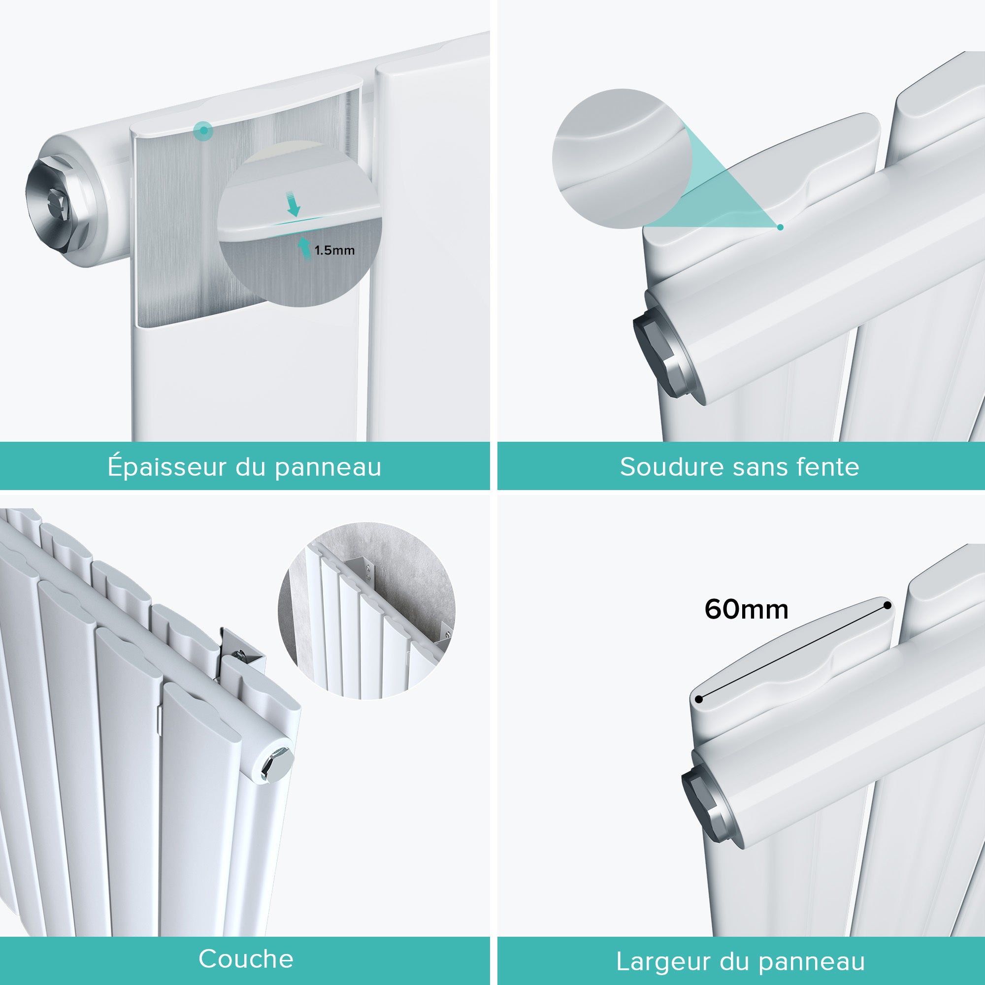 doporro Radiateur pour Chauffage Central 160x46cm Radiateur à Eau Chaude Panneau Double Couches Vertical Blanc - 2