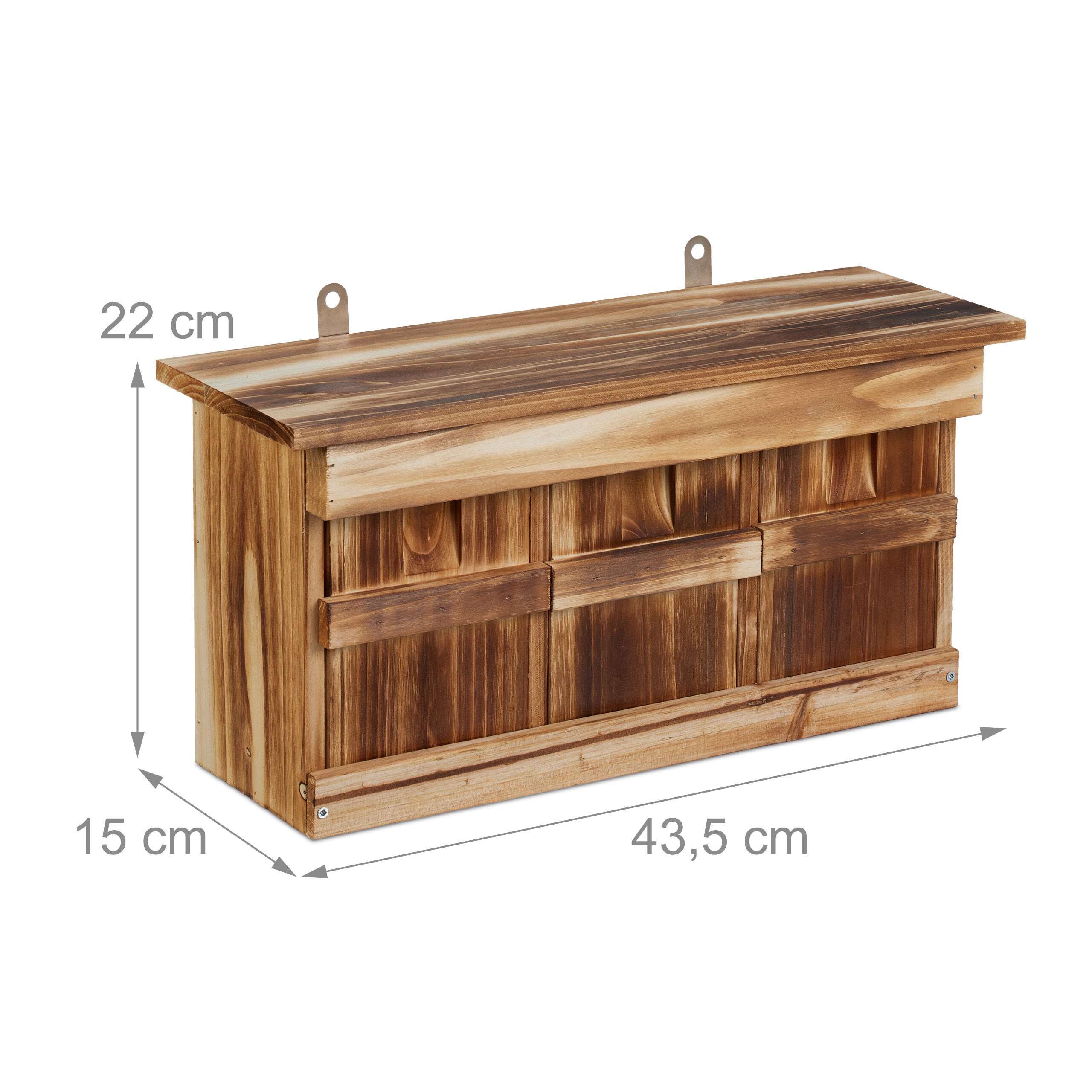 Caixa de nidificação para pardais, 3 câmaras, madeira de abeto, entrada 3 x 2 cm, casa de pássaros, marrom, Relaxdays - 4