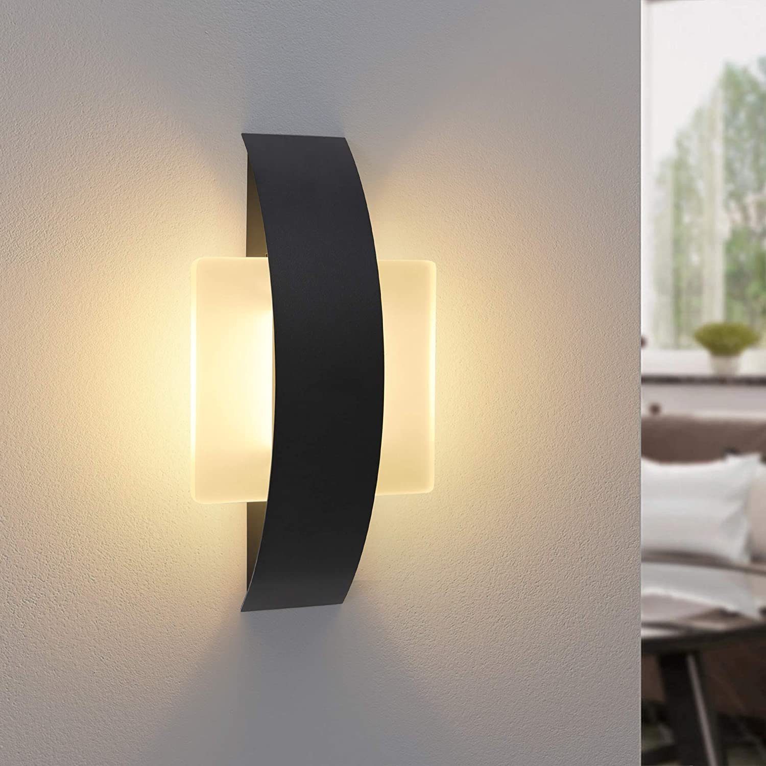 NETTLIFE Kinkiet LED oświetlenie wewnętrzne korytarza 3000K ciepły biały czarny lampa korytarzowa nowoczesny Design akrylowa lampka nocna 6W