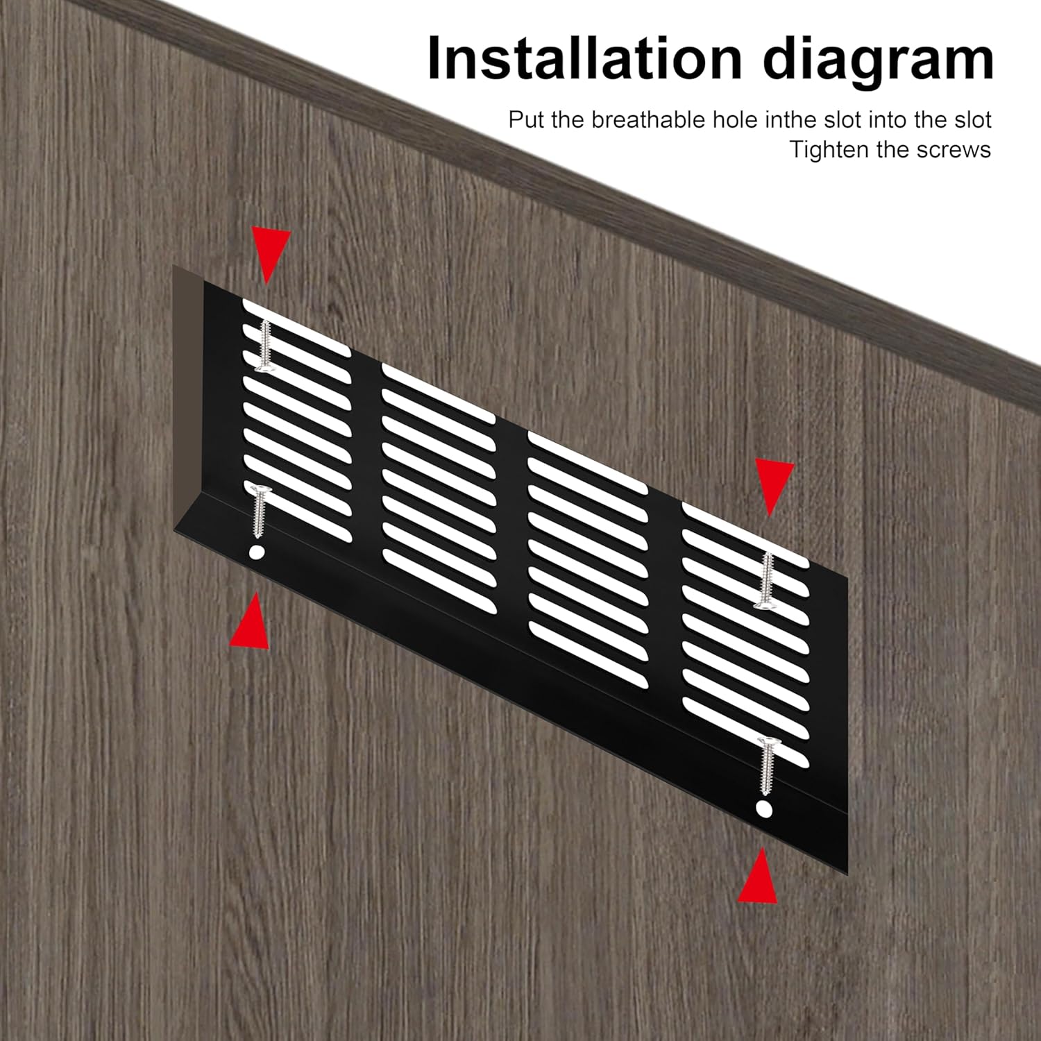 Kratka wentylacyjna, Kratka wentylacyjna aluminiowa do wentylacji szaf i pomieszczeń, 20x8cm, czarna, 4 sztuki - 6