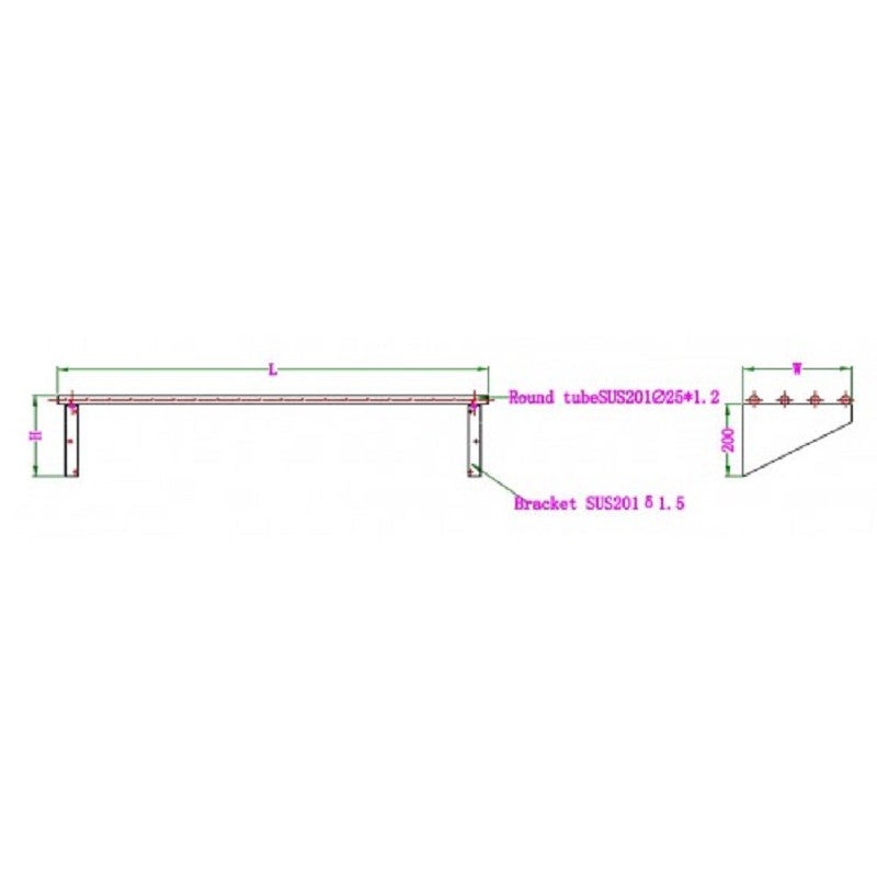 Etagère Murale Tubulaire Inox - Profondeur 300 - Combisteel - l100- L0- P30- h22.5- Inox - 2