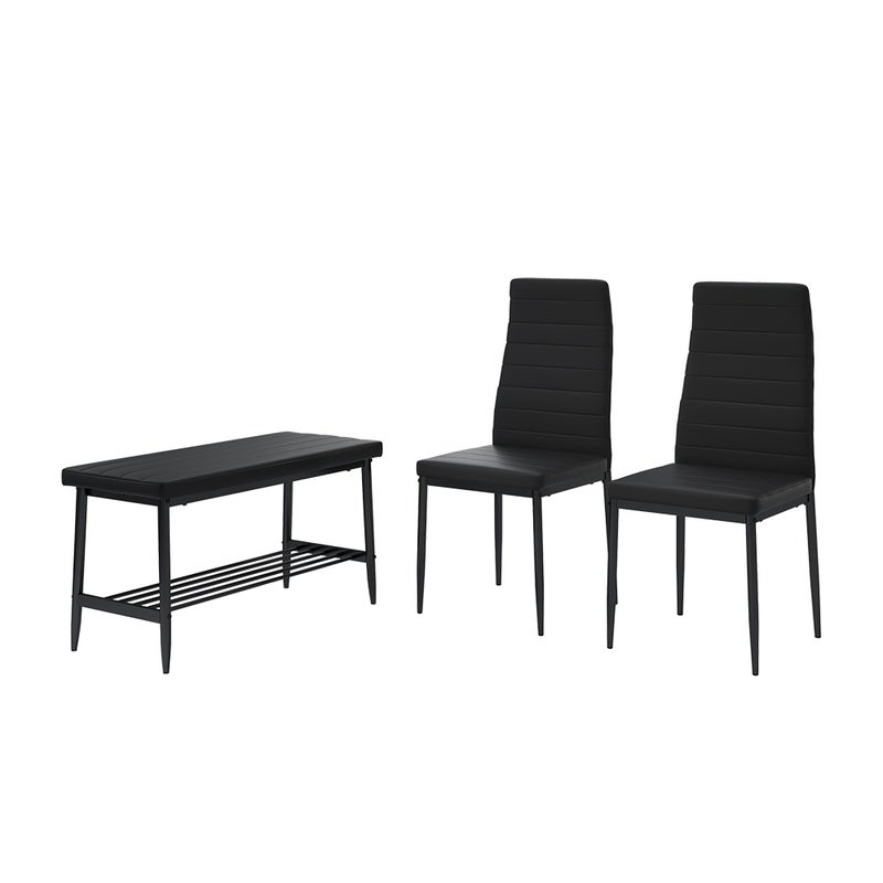 Vicco Ławka i krzesło Grand, Czarny, 85 x 46.5 cm 3-częściowy zestaw
