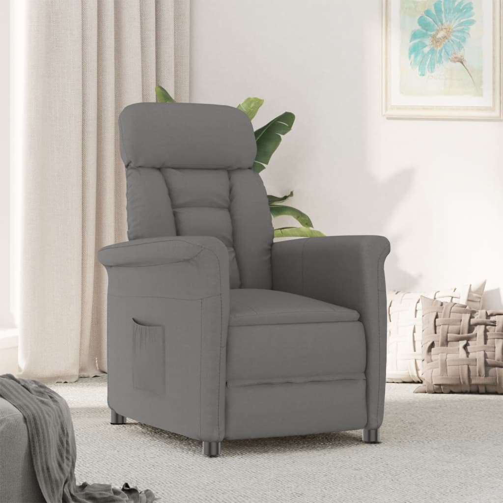 Maison exclusive - sillón reclinable de piel de ante artificial gris oscuro