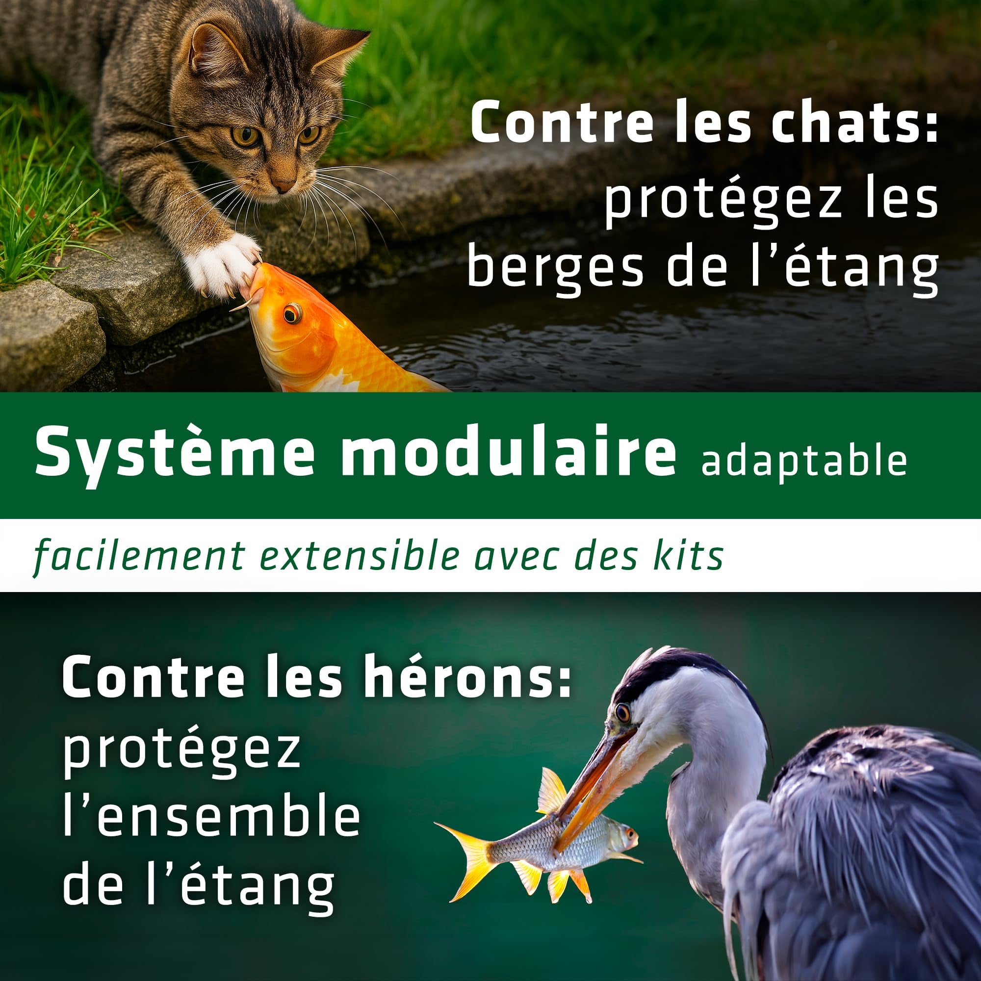 Protections de bassin - Lot de 20 | Protection flottante contre les hérons et les nuisibles | Filet en plastique léger | Hérons et chats - 3