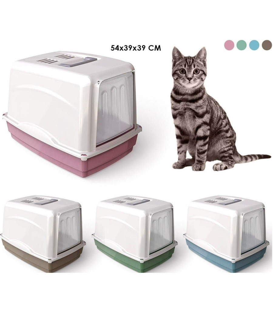 Trade Shop - Lettiera Toilette Chiusa Maniglia Filtro Per Gatti Gatto Vicky 54x39x39 Igiene - - 2