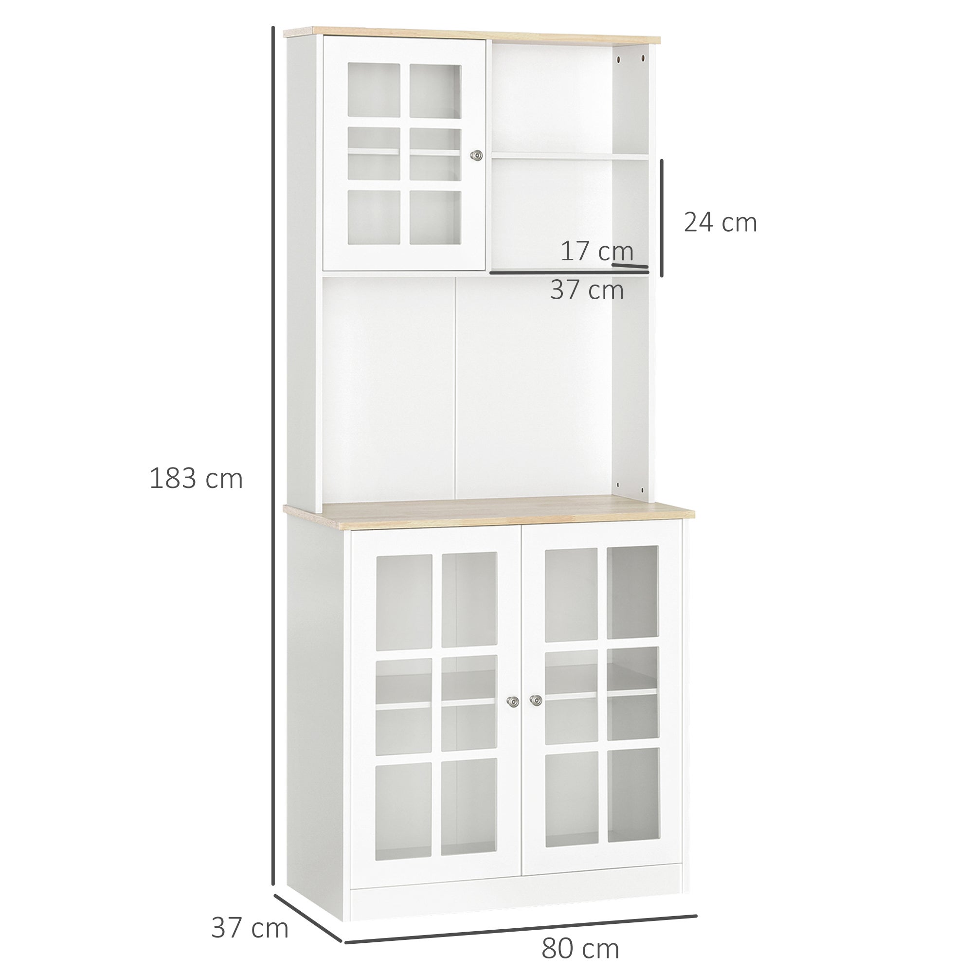 Armario de cocina Homcom blanco 80x37x183 cm MDF - 3