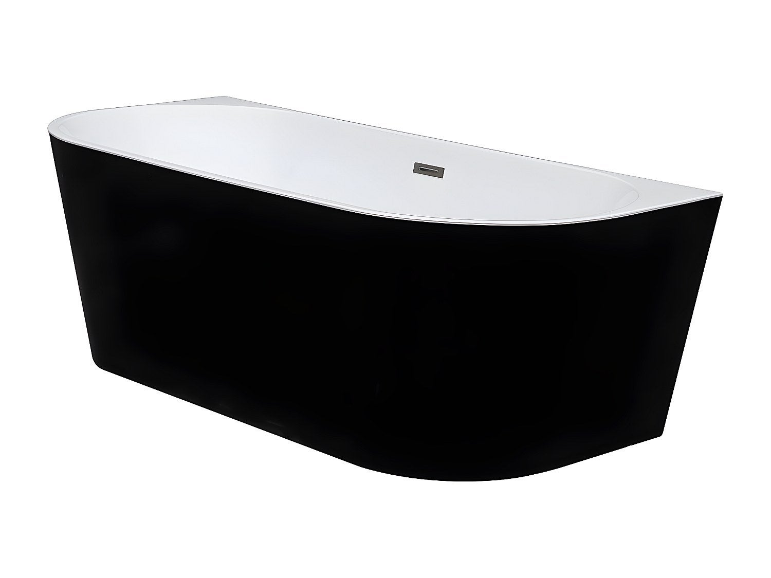 Wanna wolnostojąca przyścienna – DIVINA – 245 l – 170&amp;nbsp;×&amp;nbsp;75&amp;nbsp;×&amp;nbsp;58&amp;nbsp;cm – kolor czarny