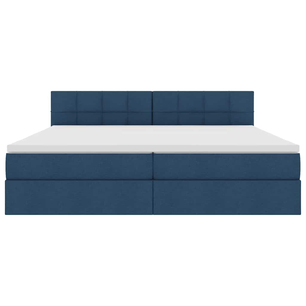 Lit avec rangement et matelas en velours bleu pour la chambre, 200 × 200 cm - 6