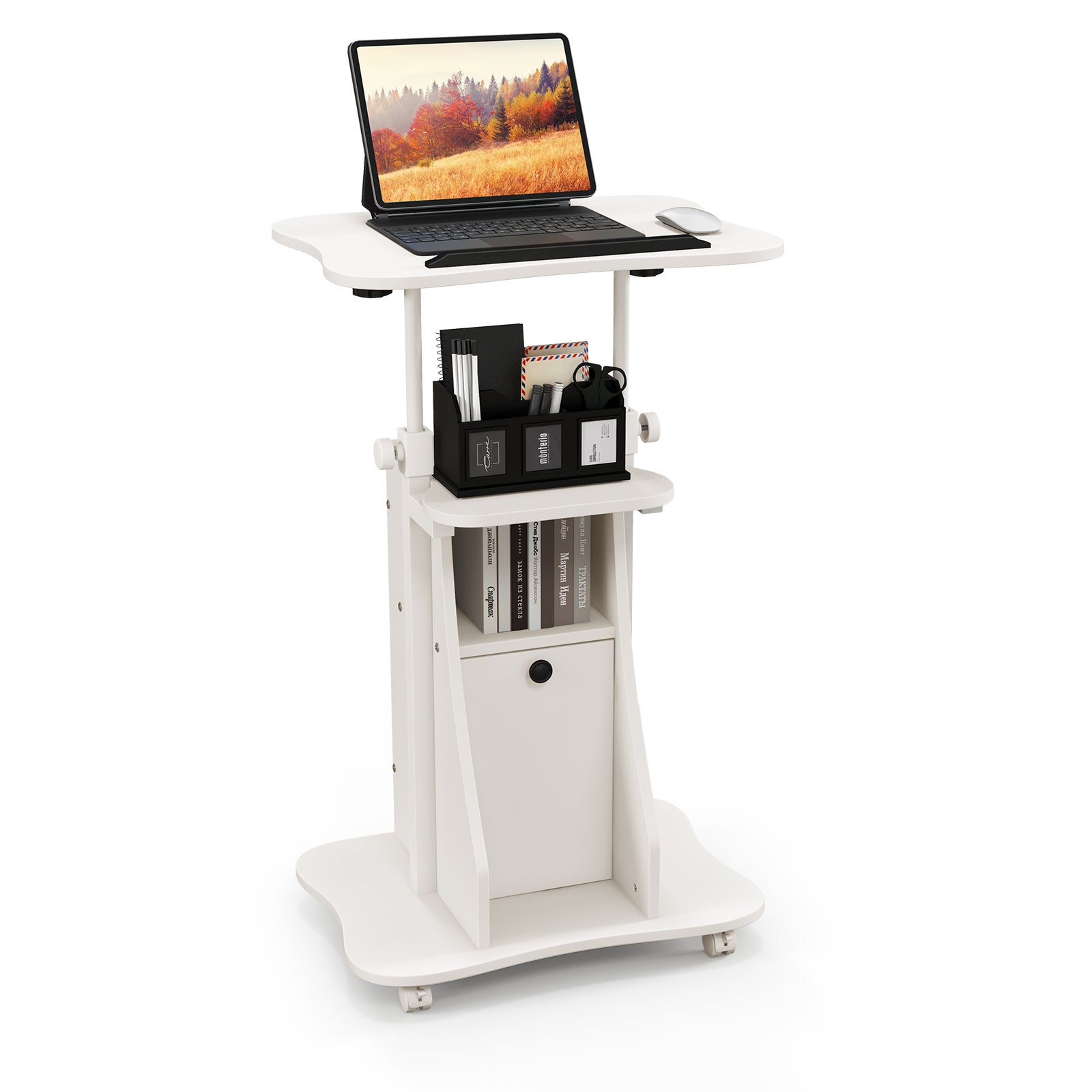 Haloyo® Scrivania Per Computer Mobile Regolabile In Altezza Con Rotelle Scrivania Da Tavolo Tavolo Largo Per Ufficio Domestico 80x40x64 89 Cm Bianco 86852348