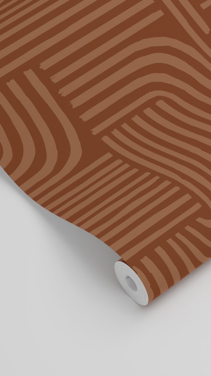 Papier peint graphique 3D terracotta - 53 cm x 10.05 m - ESTAhome - 4