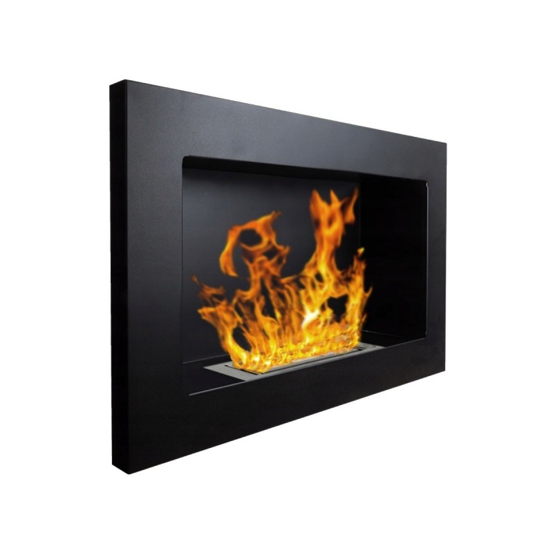 Kominek na bioetanol Pisa Black ścienny lub do zabudowy, dł. 65 x gł. 12 x wys. 40