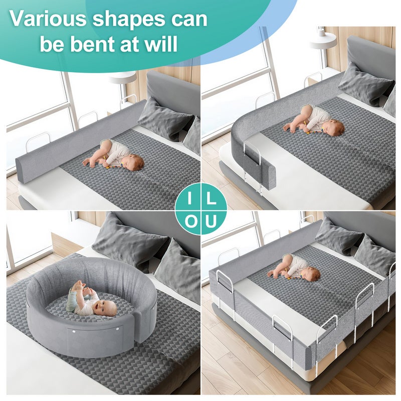 Barandilla de cama Protección contra caídas de la cama - 150 cm - Regulable en altura, deformable - 5