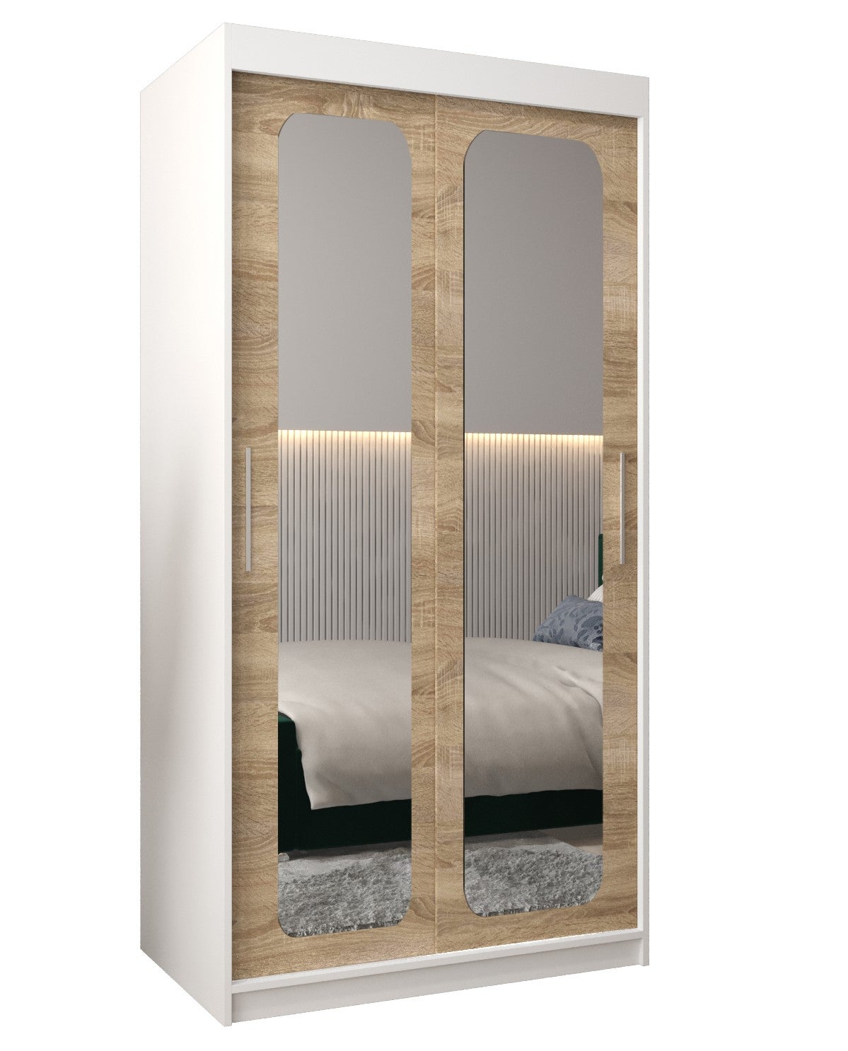 Szafa przesuwna garderoba PROMO T3 100 x 62 x 200 cm Biały + Sonoma - Abiks Meble