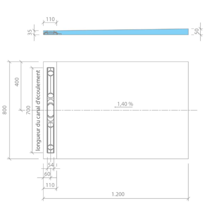 Receveur de douche à carreler 120 x 80 cm WEDI Fundo Riolito Neo + colle 320 - 4