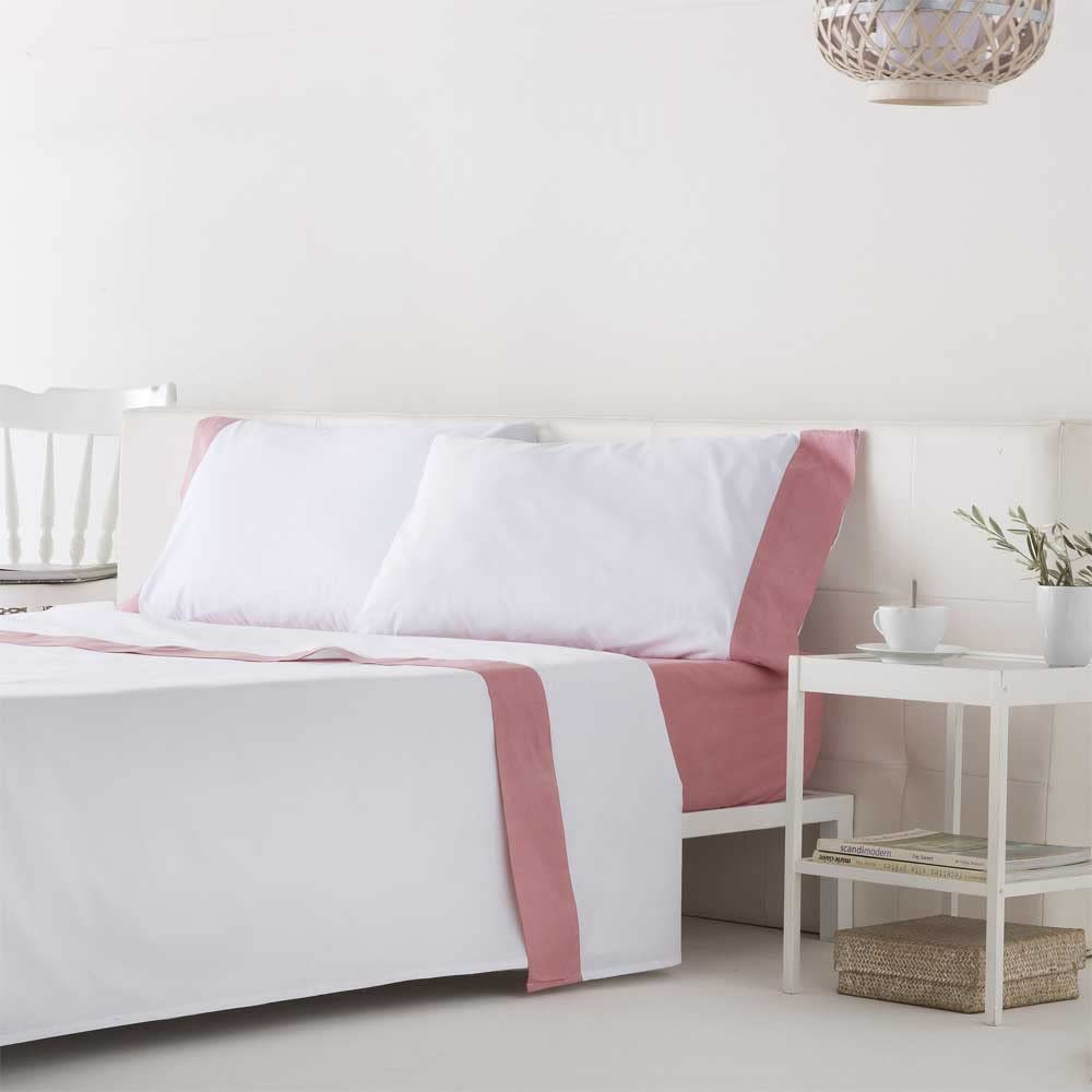 Cotton artean - juego de sábanas izki coral 100% algodón orgánico coral 280x260 cama 200