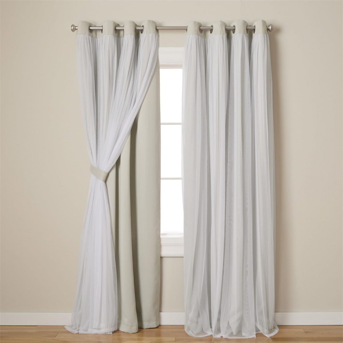 Cortinas opacas de doble capa más vendidas – elegantes y funcionales beige ancho 1,32 m x alto 2,13 m