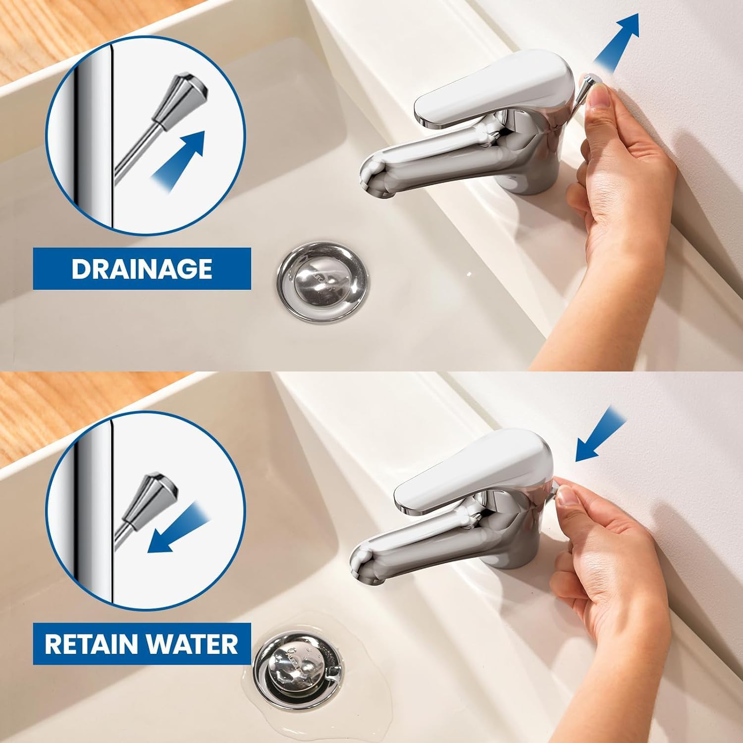 Mitigeur Lavabo Monotrou avec Tirette de Vidage, Bonde Incluse, Robinet Salle de Bain Chromé Robinetterie en Laiton Mousseur Démontable - 5