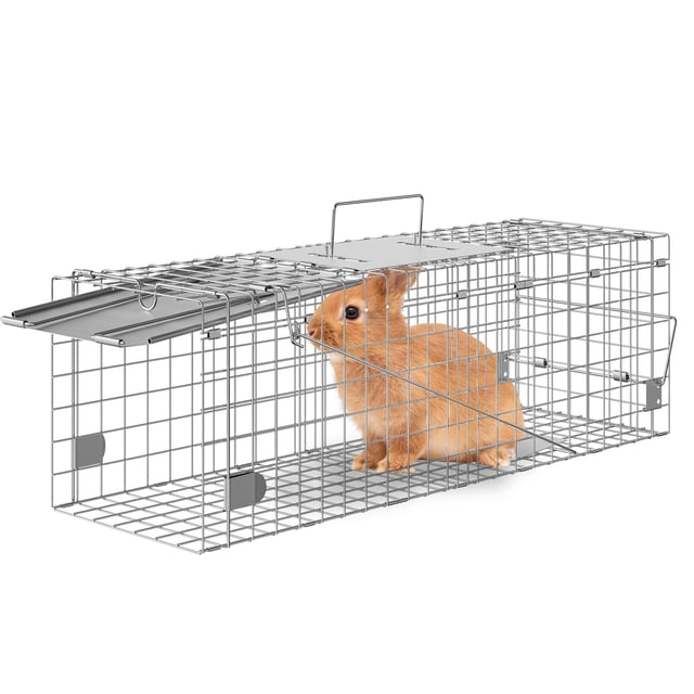 Piège pour Animaux Vivants VEVOR 610x203x203mm Cage Trappe Chat Pliable Fil de Fer Galvanisé Sans Cruauté avec Poignée Piège pour Lapins Chats Errants