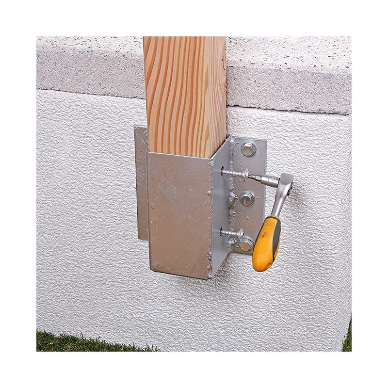 Ancrage mural métallique carré 9 x 9 x 15 cm, Support d'ancrage Carré à Visser pour Poteau pour Béton, Clôtures, Gazebos, Garage - 3
