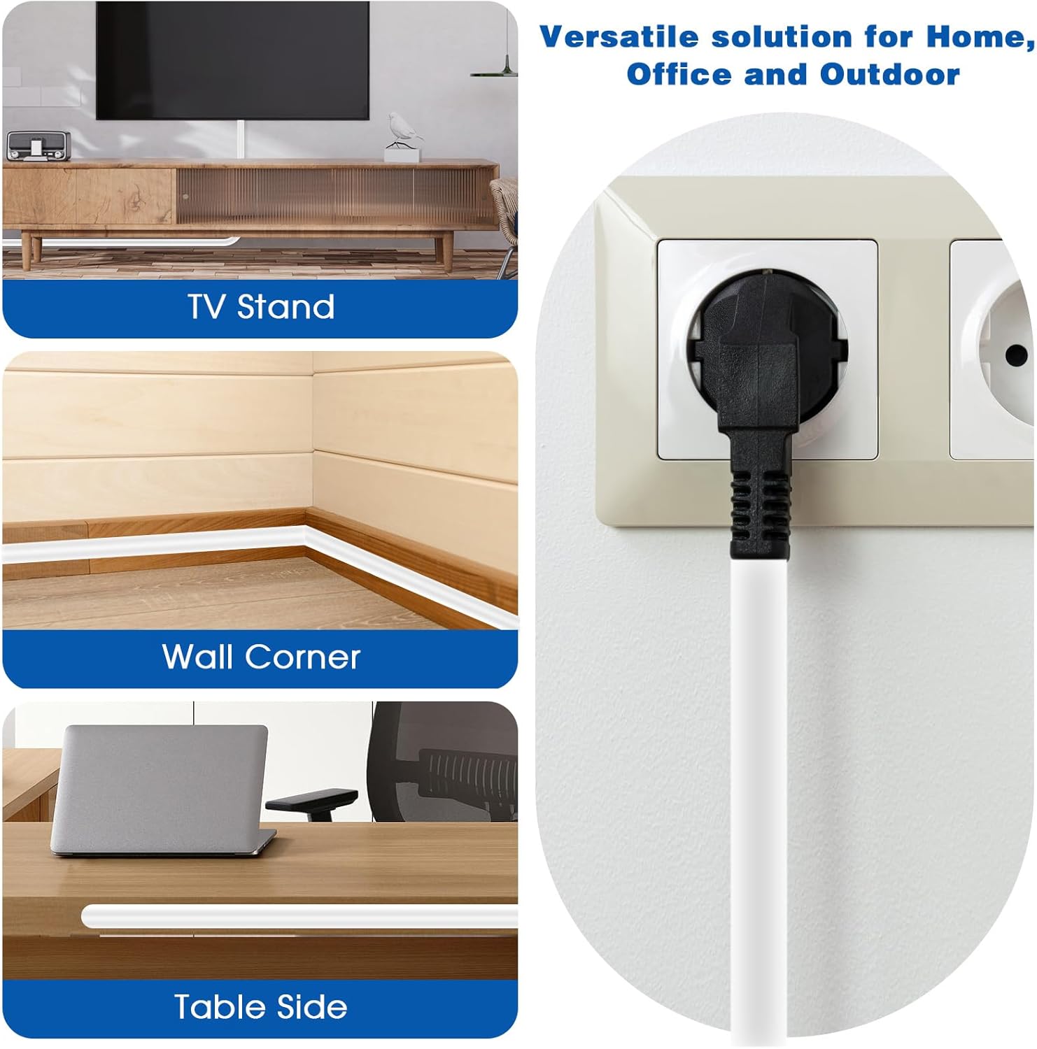 Goulotte de Câble en Caoutchouc Blanc 2m, Protection de Câbles avec Adhésif, Étanche et Isolante, pour Maison, Bureau et Extérieur - 6