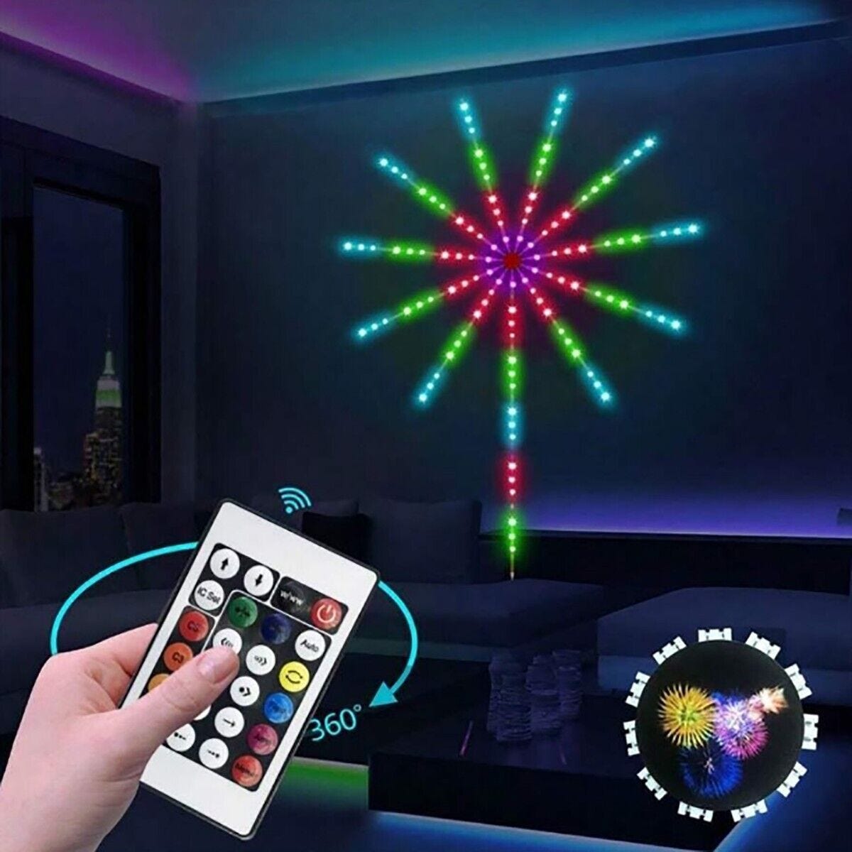 Luci Fuochi Dartificio A LED Telecomando Colore RGB 213 Modalà Dinamiche Strisce Luminose A LED Decorazione Feste Di Compleanno Di NataleW251124 Da 12,6 € | DHgate - Foto 2