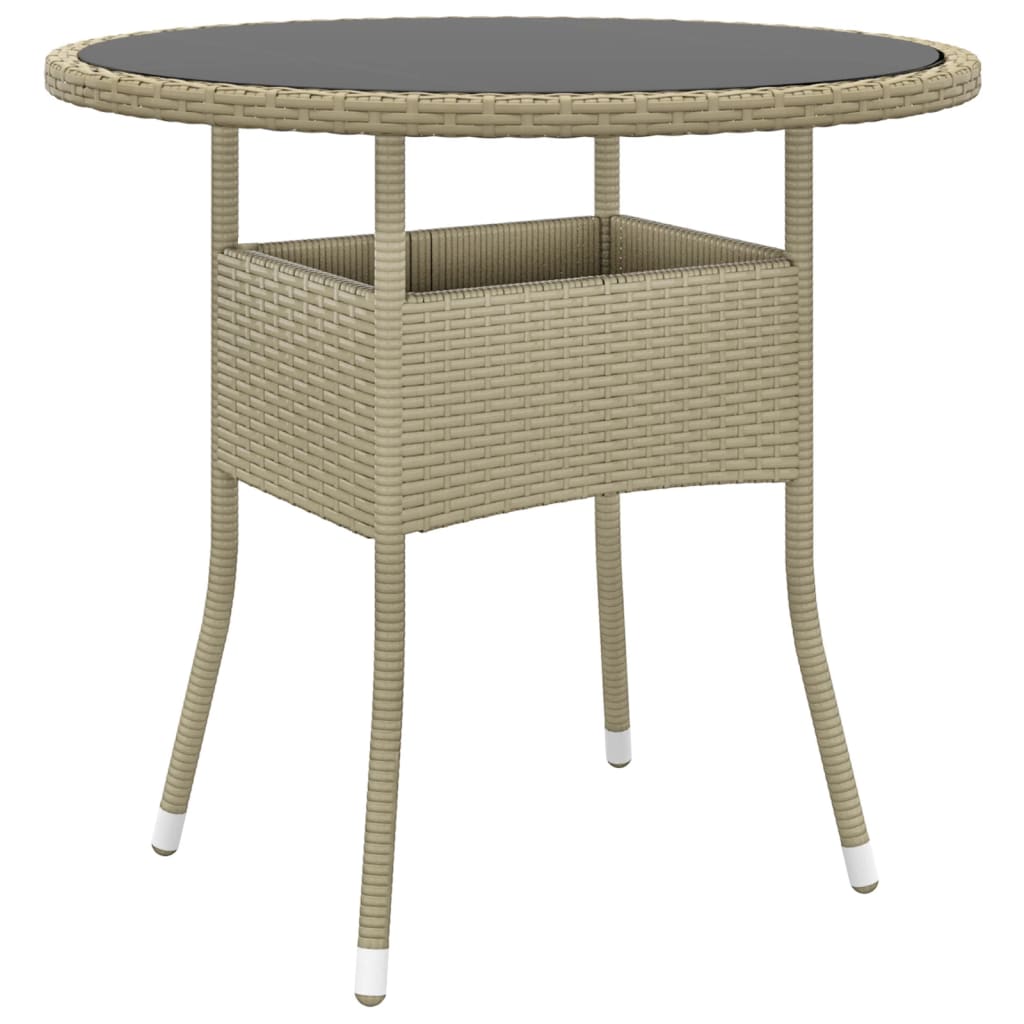 Maison Exclusive - Tavolo da Giardino Ø80x75cm Vetro Temperato e Polyrattan Beige - 5