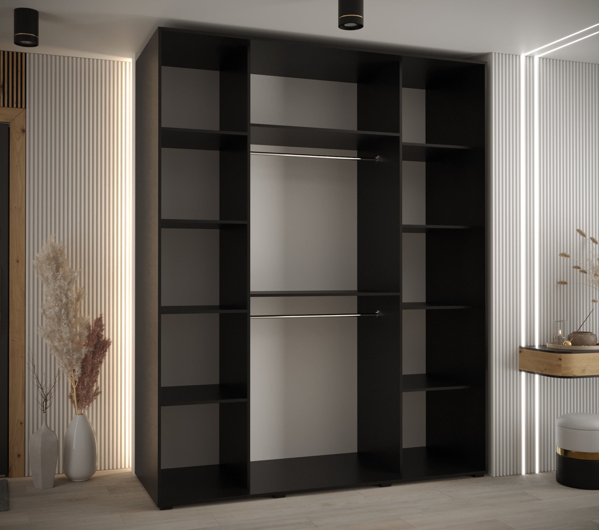 Szafa przesuwna z lustrem wysoka Davos 11 190 x 60 x 235,2 cm czarny + artisan + u. srebrny - Abiks Meble - 4