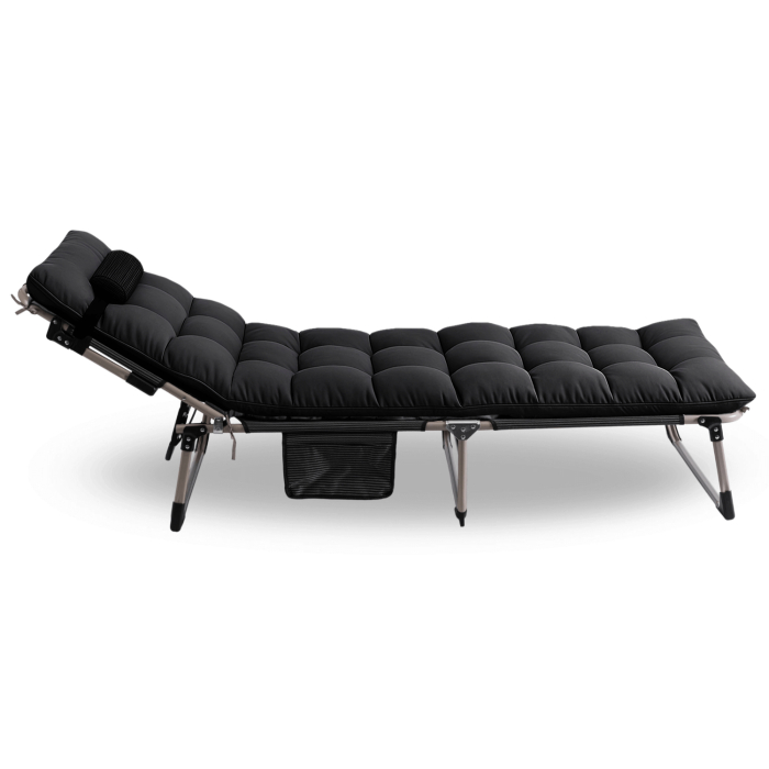 Leżak Fotel Rozkładany Do Spania Salonu Leżanka Jednoosobowa Czarny VENUS - 6