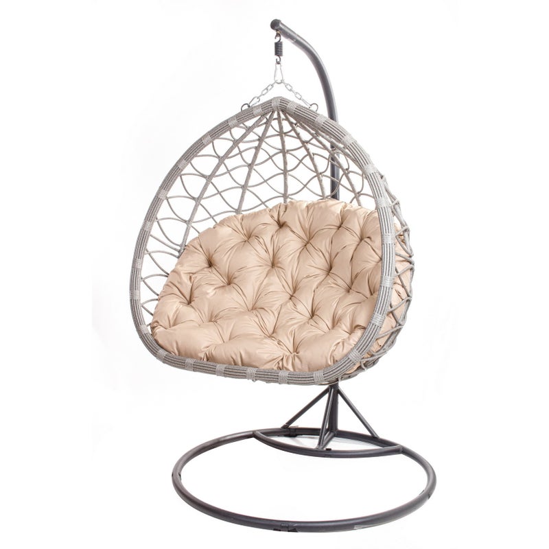 PODUSZKA OGRODOWA NA FOTEL WISZĄCY KOKON 130x100 CM BEŻOWA PODUCHA NA HUŚTAWKĘ PODUSZKA NA BOCIANIE GNIAZDO PODUSZKA NA KRZESŁO DWUSTRONNA