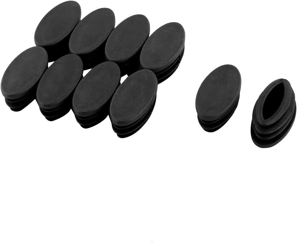 Zestaw 10 owalnych, czarnych, plastikowych nakładek na nogi krzesła, 20 x 40 mm, do ochrony mebli stołowych