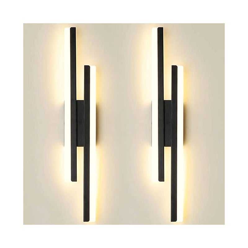 Zestaw 2 lampek ściennych LED, nowoczesne lampki nocne, lampy ścienne LED 16W, dekoracyjne oświetlenie wewnętrzne, ciepłe światło 3000K, 48 cm