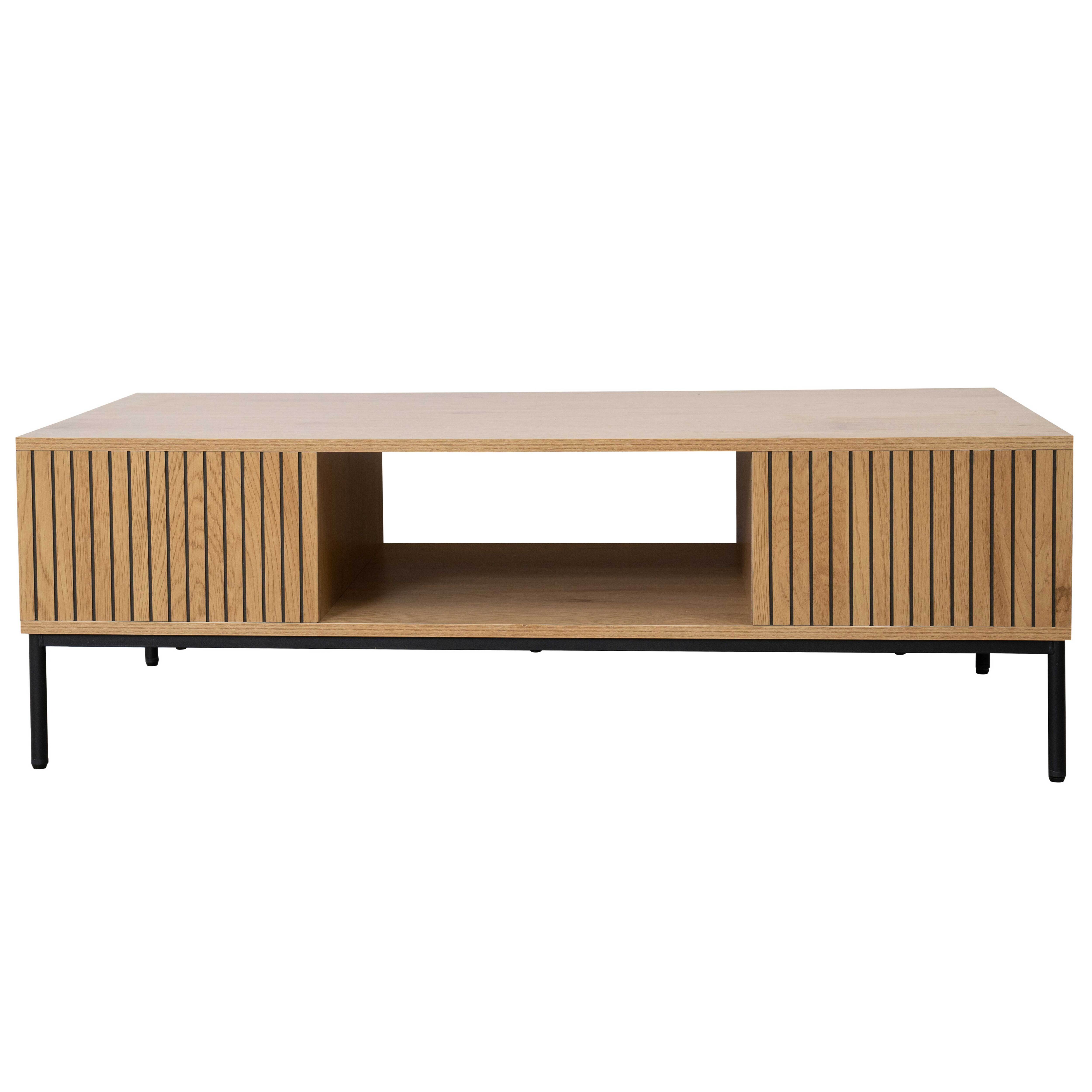 Table basse en acier et MDF décor mélaminé 120 cm beige - 3
