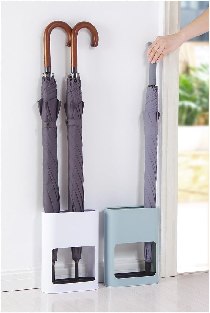 Porte Parapluie Plastique, Porte-Parapluie avec Égouttoir Amovible Petit Porte-Parapluies Organiseur Décoration D'intérieur Blanc - 4