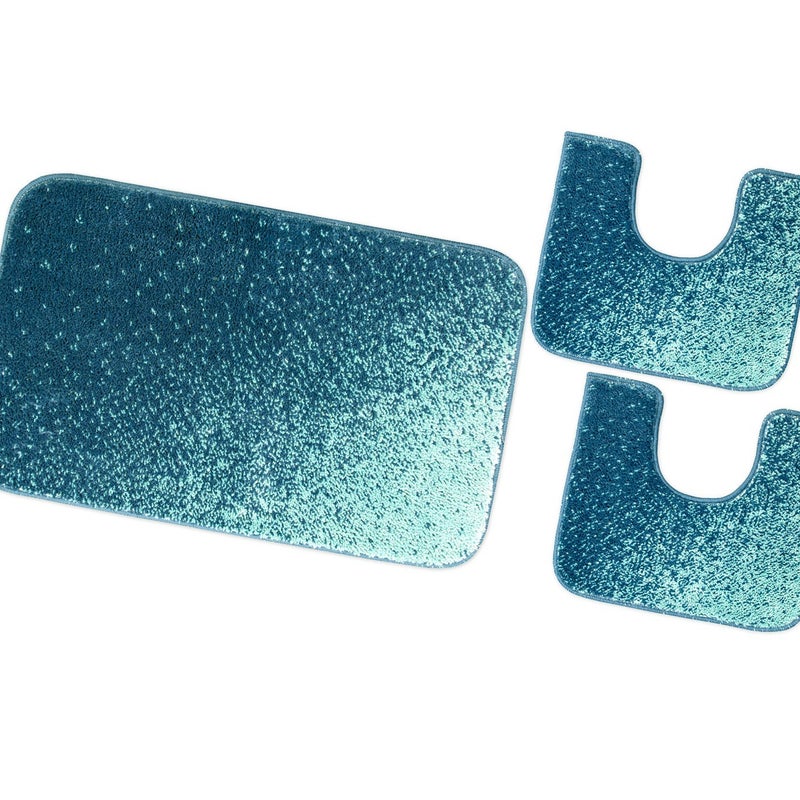 Zestaw 3-Częściowy Dywanik łazienkowy Dywanik przy łóżku Prysznic Wanna Antypoślizgowy Chłonny Miękki włochaty Niebieski