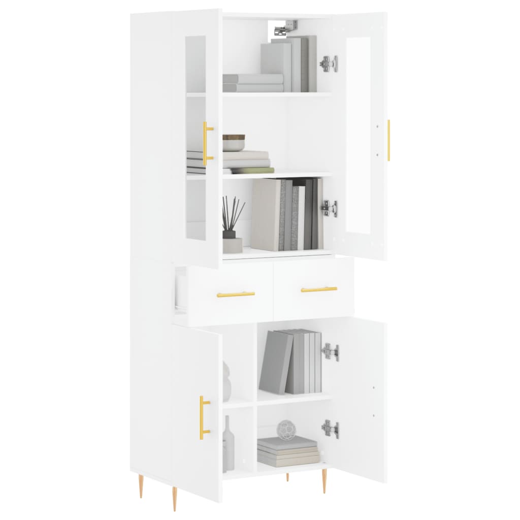 Buffet haut Blanc 69,5x34x180 cm Bois d'ingénierie - 3