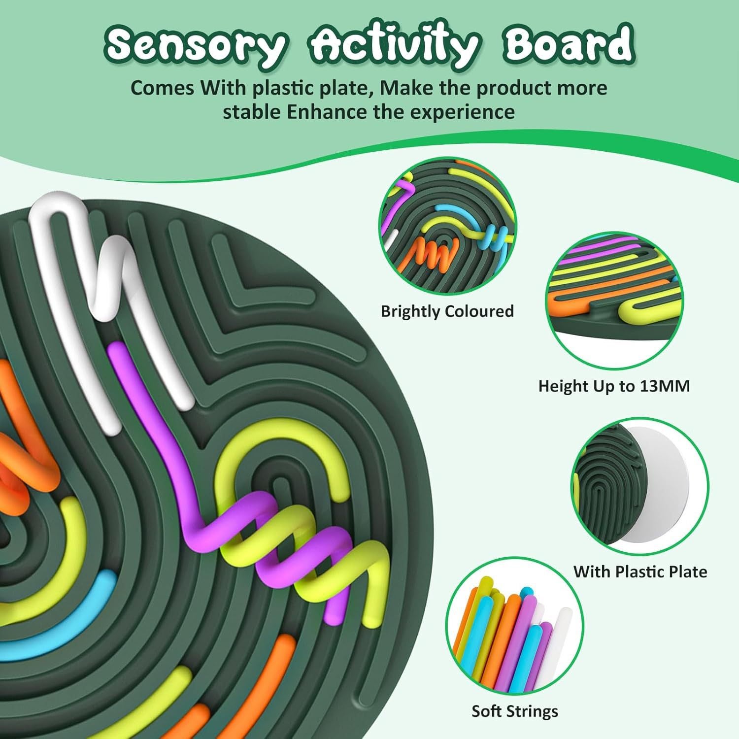 Tableau Sensoriel En Silicone Anti-stress - Jouet Pour Enfants TDAH, Autisme - 18x18cm Avec 10 Bandes élastiques - Portable