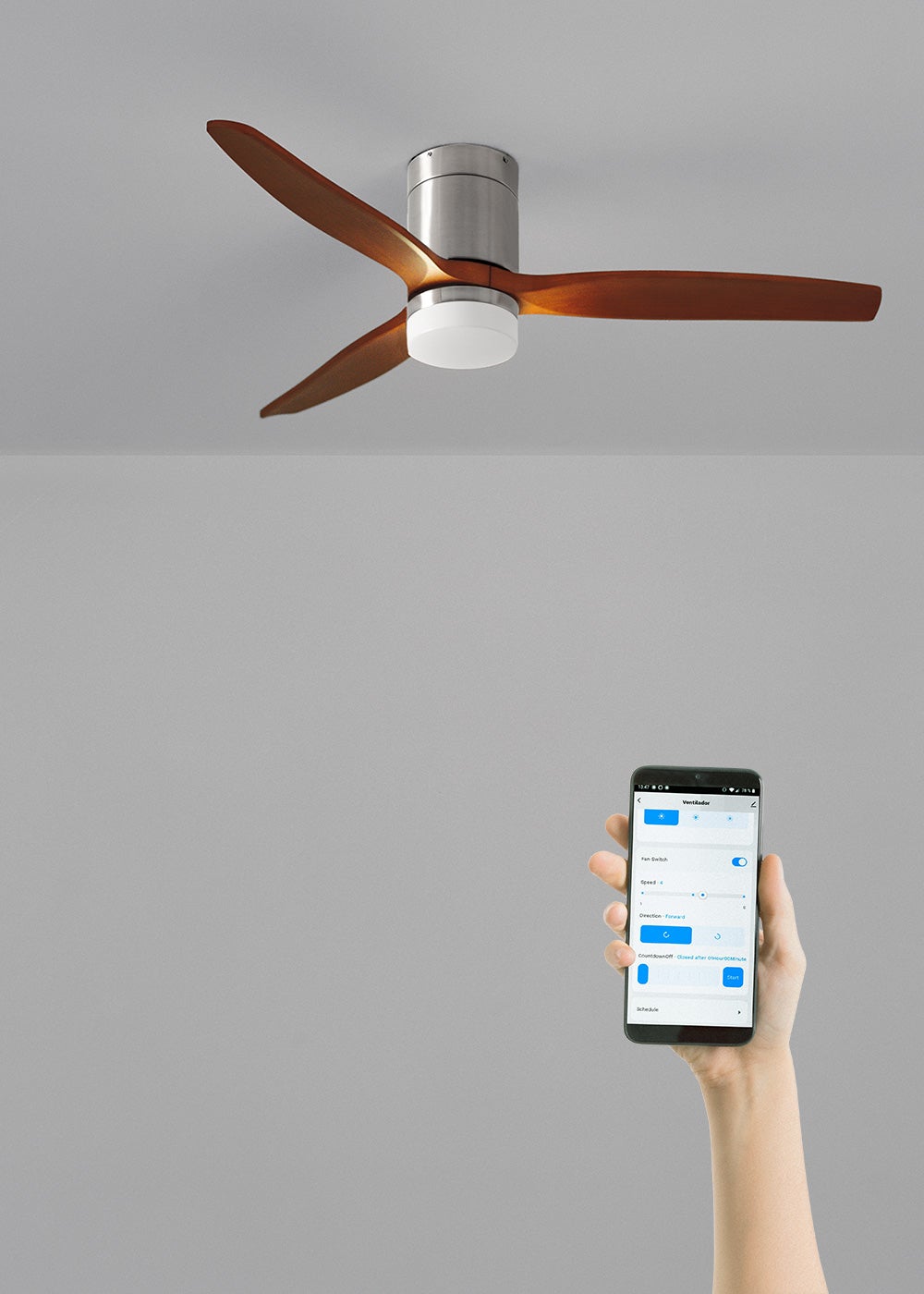 CREATE - WIND CALM M - Ventilateur de plafond silencieux 40W avec pales techniques en ABS Ø132cm avec eclaraige avec wifi - 4