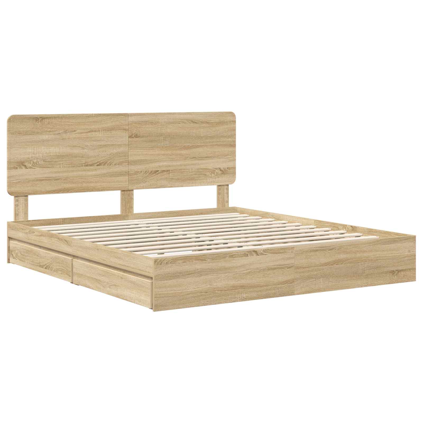 Lit de rangement chêne 180 x 200 cm panneau de bois - 4