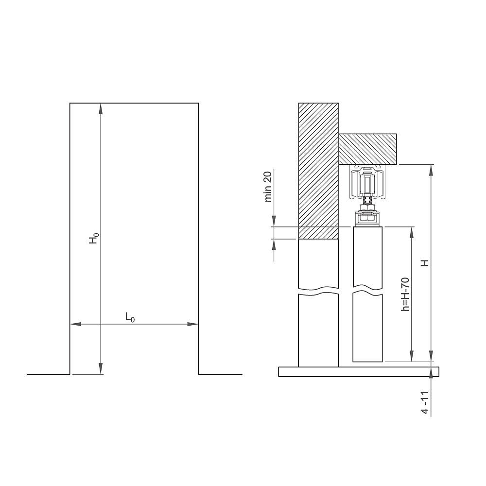 Système coulissant SLID'UP 170 pour 1 porte jusqu'à 750 mm - rail 1,5 m - 120 kg - 8